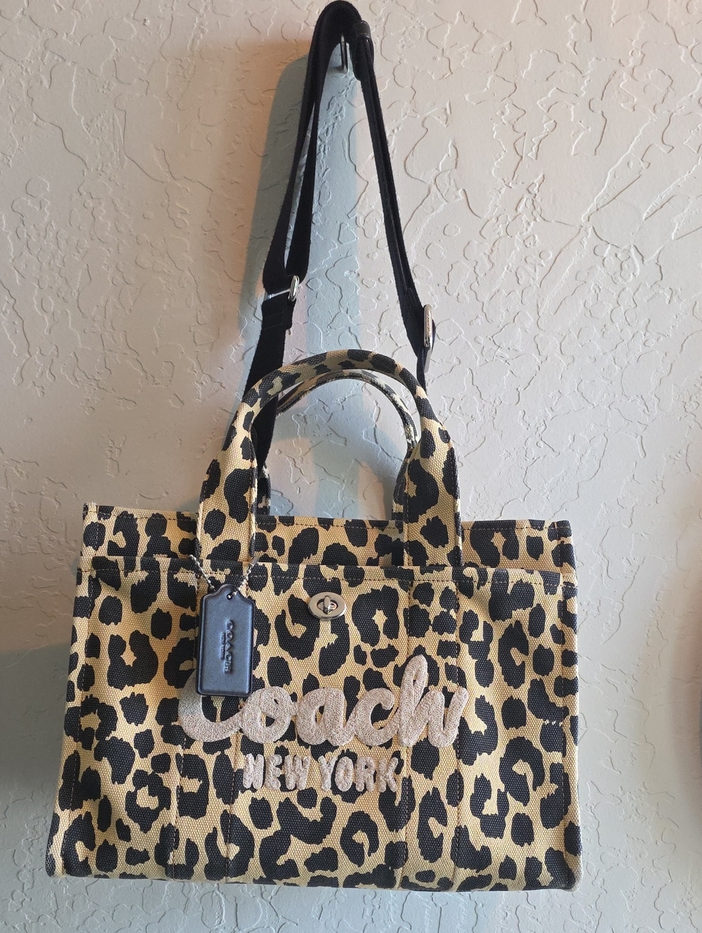 Coach Leopard-Print Canvas Tote Bag - Beige & Black